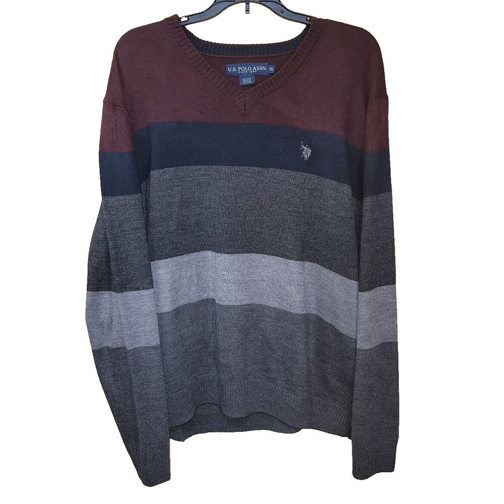 US Polo Assn. multi-color Striped Men's Pullover Sweater Sz. XL